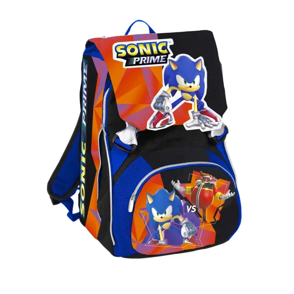 Zaino Scuola Estensibile SEVEN SONIC PRIME Per Bambini - Doppio Scomparto Sdoppiabile, Rosso/Blu, Tasca Borraccia, Capacità 26-33 Litri